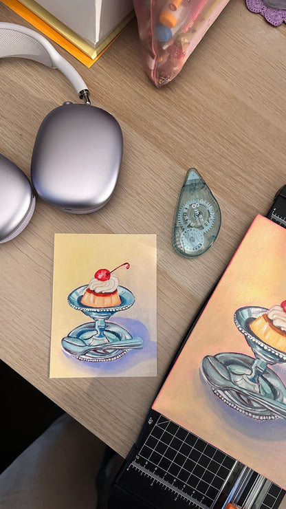 Créme Caramel 4x6 Art Print (Oil Painting)