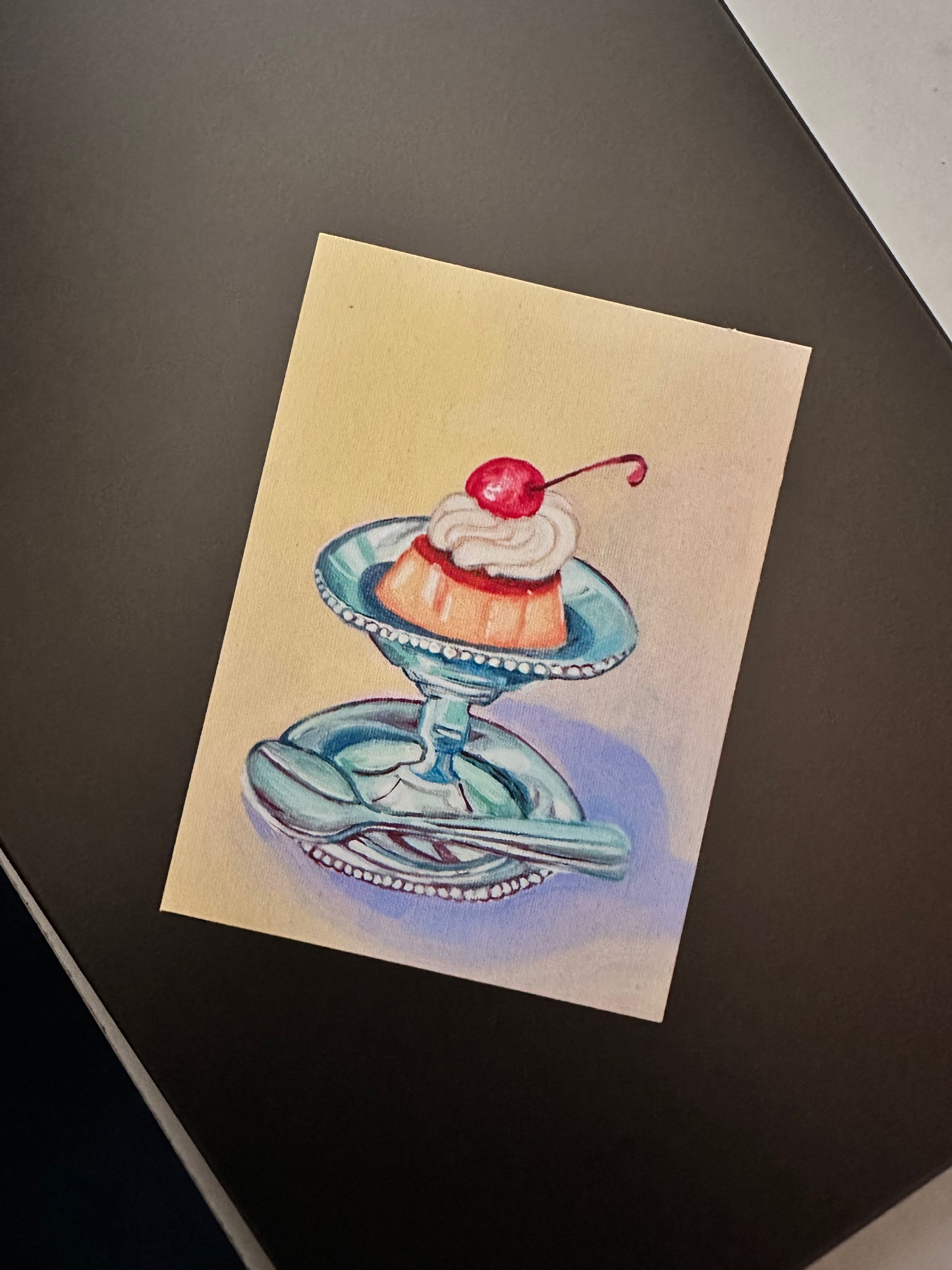 Créme Caramel 4x6 Art Print (Oil Painting)