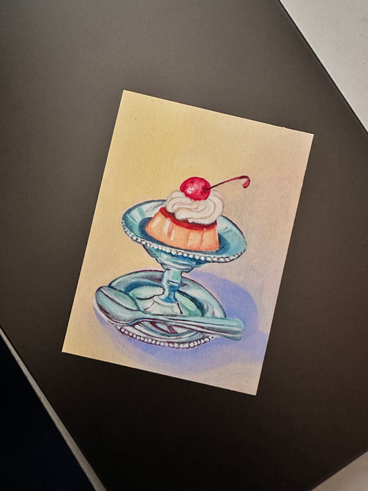 Créme Caramel 4x6 Art Print (Oil Painting)