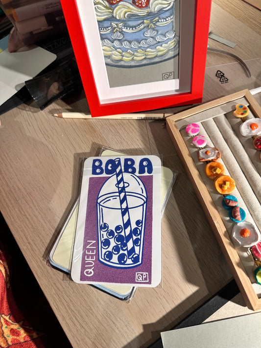 Boba Queen 4x6 Inch Art Print by QP