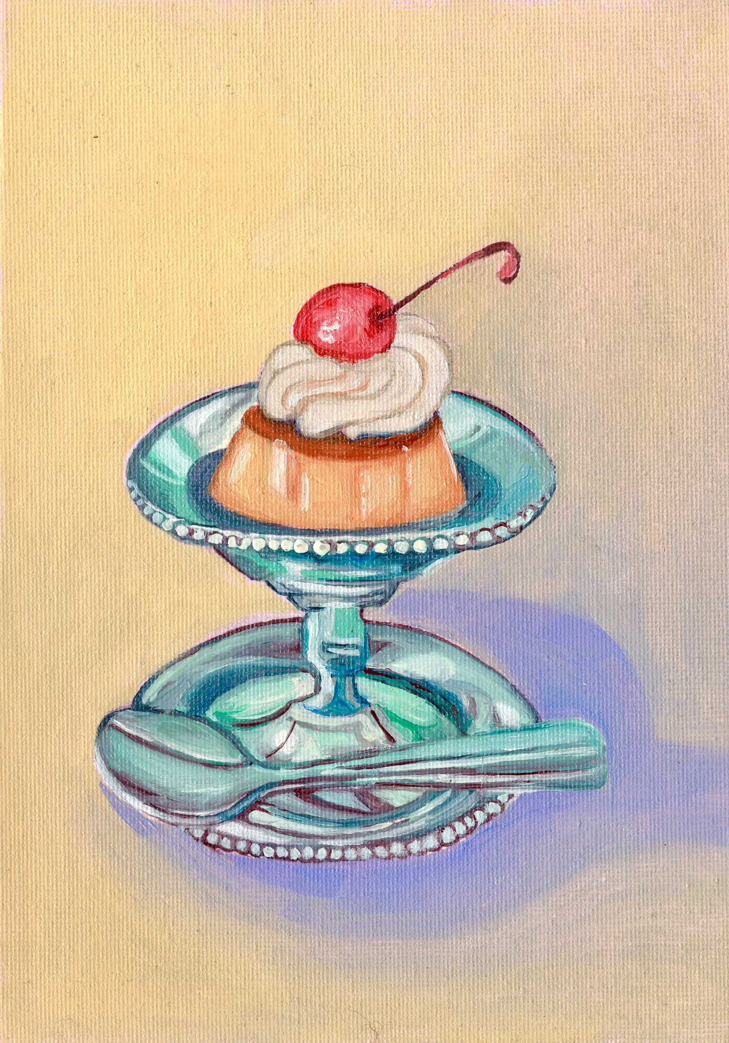 Créme Caramel 4x6 Art Print (Oil Painting)