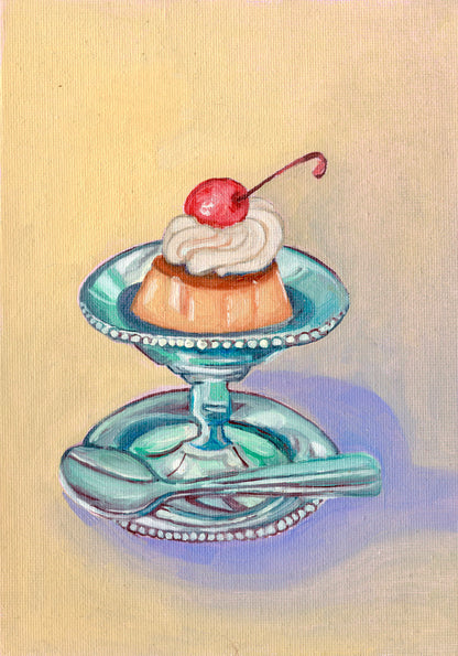 Créme Caramel 4x6 Art Print (Oil Painting)