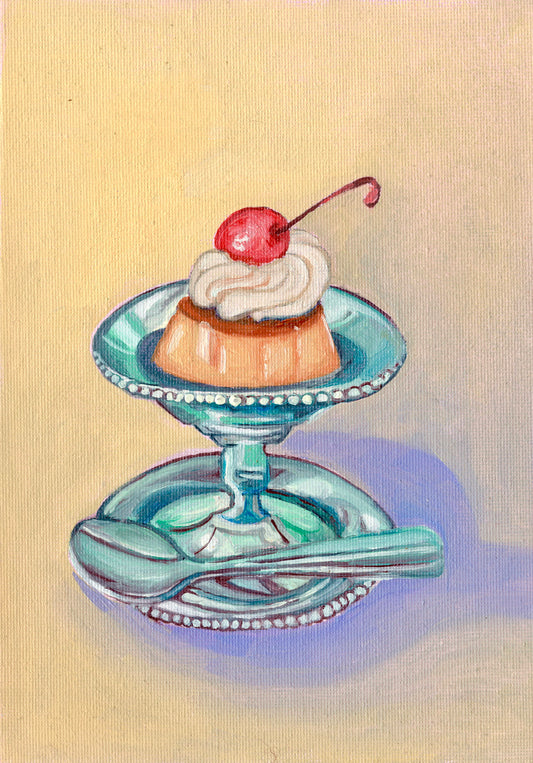 Créme Caramel 4x6 Art Print (Oil Painting)